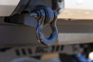 Ford Ranger Tow Hook to Shackle Conversion Kit - Front - Rough Country - D-Ring Combo - Black - '19-'23